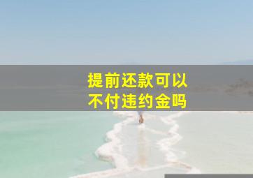 提前还款可以不付违约金吗