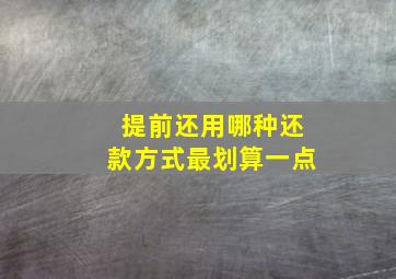 提前还用哪种还款方式最划算一点