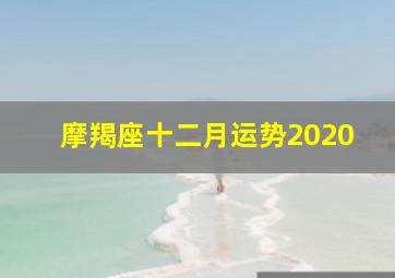 摩羯座十二月运势2020