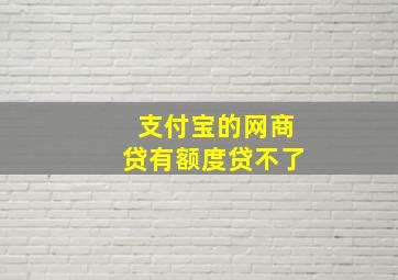 支付宝的网商贷有额度贷不了