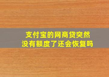 支付宝的网商贷突然没有额度了还会恢复吗