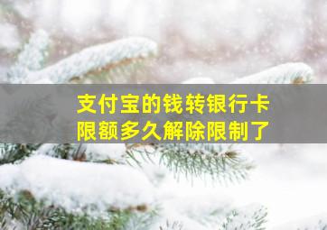 支付宝的钱转银行卡限额多久解除限制了