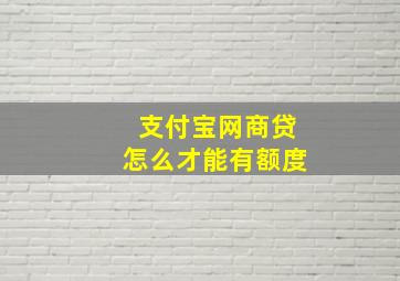 支付宝网商贷怎么才能有额度