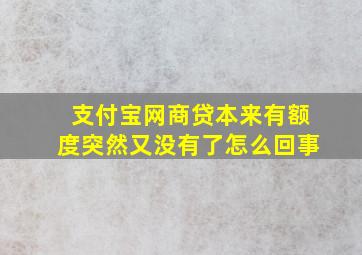 支付宝网商贷本来有额度突然又没有了怎么回事