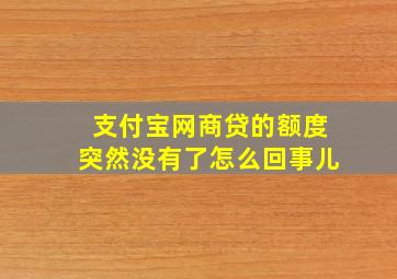 支付宝网商贷的额度突然没有了怎么回事儿