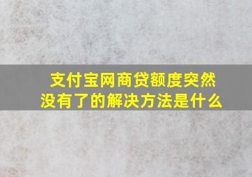 支付宝网商贷额度突然没有了的解决方法是什么