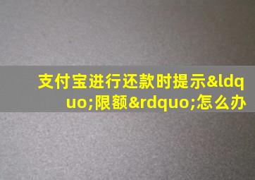 支付宝进行还款时提示“限额”怎么办