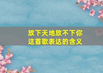 放下天地放不下你这首歌表达的含义