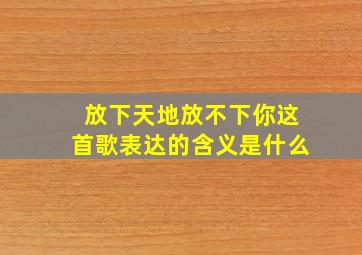 放下天地放不下你这首歌表达的含义是什么