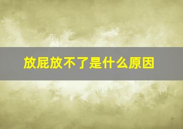 放屁放不了是什么原因