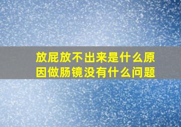 放屁放不出来是什么原因做肠镜没有什么问题