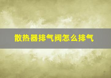 散热器排气阀怎么排气