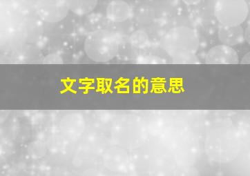 文字取名的意思