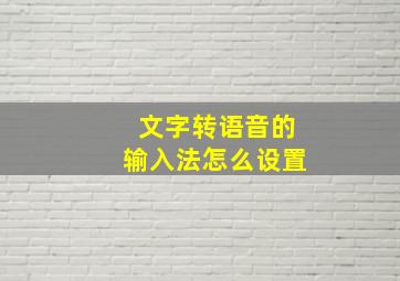 文字转语音的输入法怎么设置