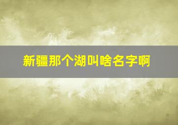 新疆那个湖叫啥名字啊