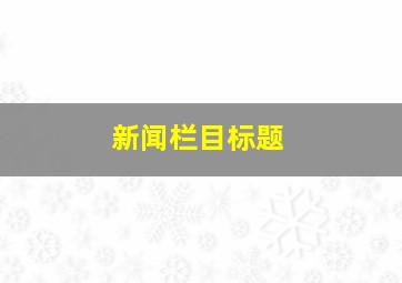 新闻栏目标题