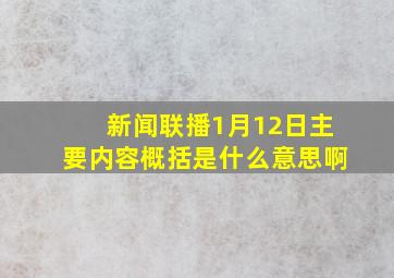 新闻联播1月12日主要内容概括是什么意思啊