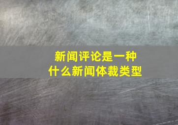 新闻评论是一种什么新闻体裁类型