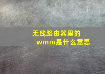 无线路由器里的wmm是什么意思