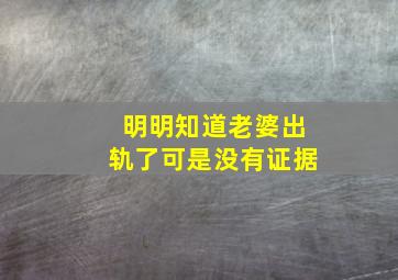 明明知道老婆出轨了可是没有证据