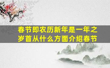 春节即农历新年是一年之岁首从什么方面介绍春节