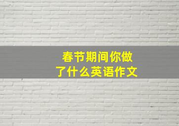 春节期间你做了什么英语作文