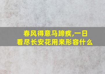 春风得意马蹄疾,一日看尽长安花用来形容什么