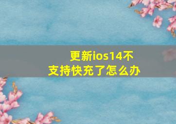 更新ios14不支持快充了怎么办