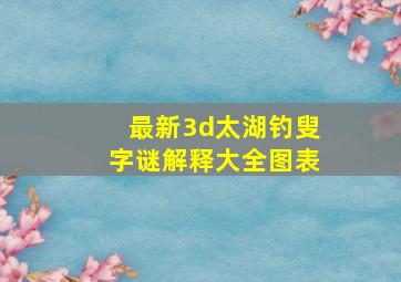 最新3d太湖钓叟字谜解释大全图表