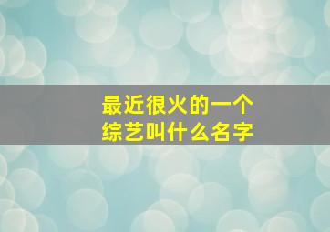 最近很火的一个综艺叫什么名字