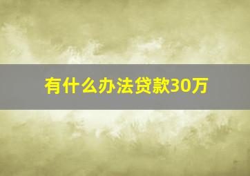 有什么办法贷款30万