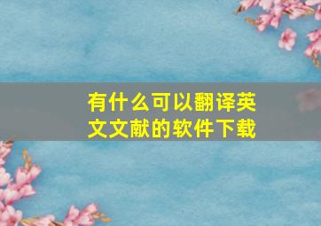 有什么可以翻译英文文献的软件下载