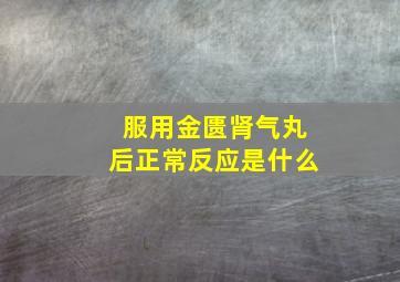 服用金匮肾气丸后正常反应是什么