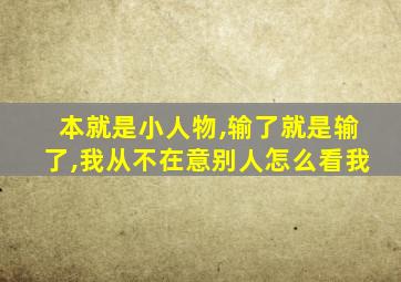 本就是小人物,输了就是输了,我从不在意别人怎么看我