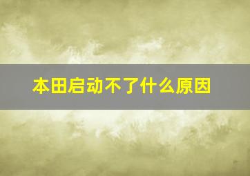 本田启动不了什么原因