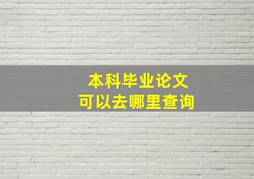 本科毕业论文可以去哪里查询