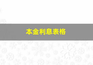 本金利息表格