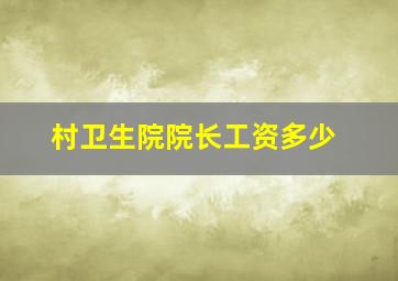 村卫生院院长工资多少