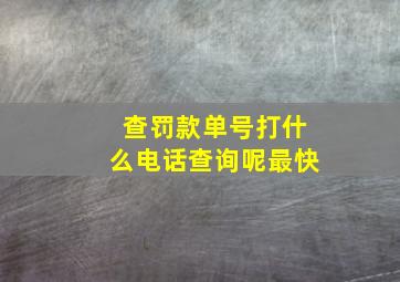 查罚款单号打什么电话查询呢最快