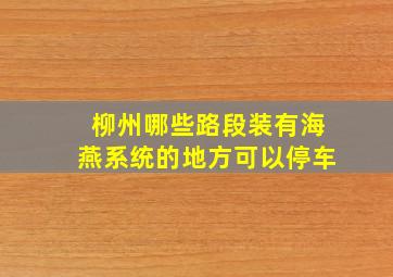 柳州哪些路段装有海燕系统的地方可以停车