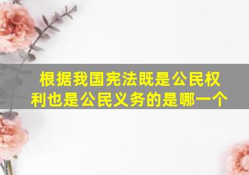 根据我国宪法既是公民权利也是公民义务的是哪一个