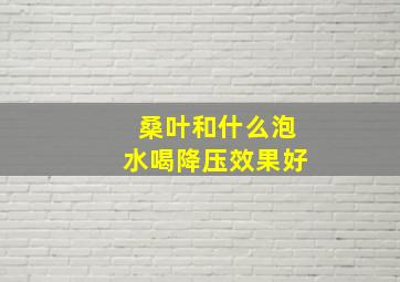 桑叶和什么泡水喝降压效果好