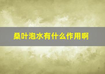 桑叶泡水有什么作用啊