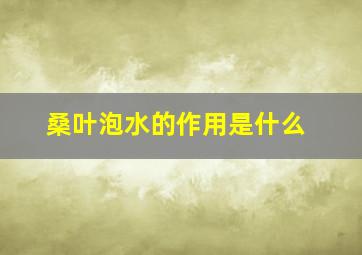 桑叶泡水的作用是什么