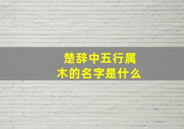 楚辞中五行属木的名字是什么