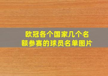 欧冠各个国家几个名额参赛的球员名单图片