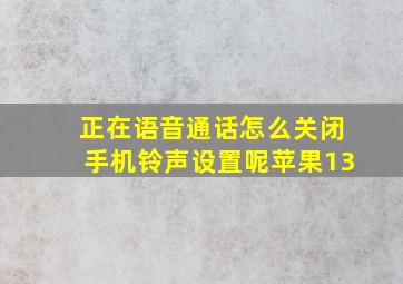 正在语音通话怎么关闭手机铃声设置呢苹果13