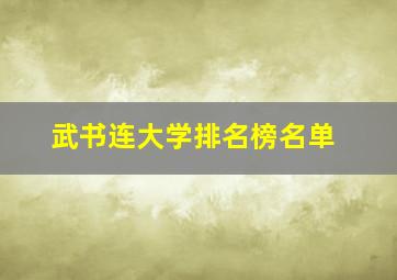 武书连大学排名榜名单