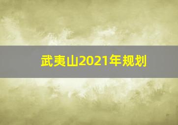 武夷山2021年规划