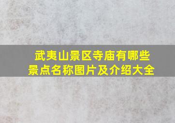 武夷山景区寺庙有哪些景点名称图片及介绍大全